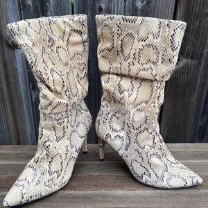 XOXO Women's Ankle High  Boots, Faux Snakeskin Stilettos, Size 7 1/2M